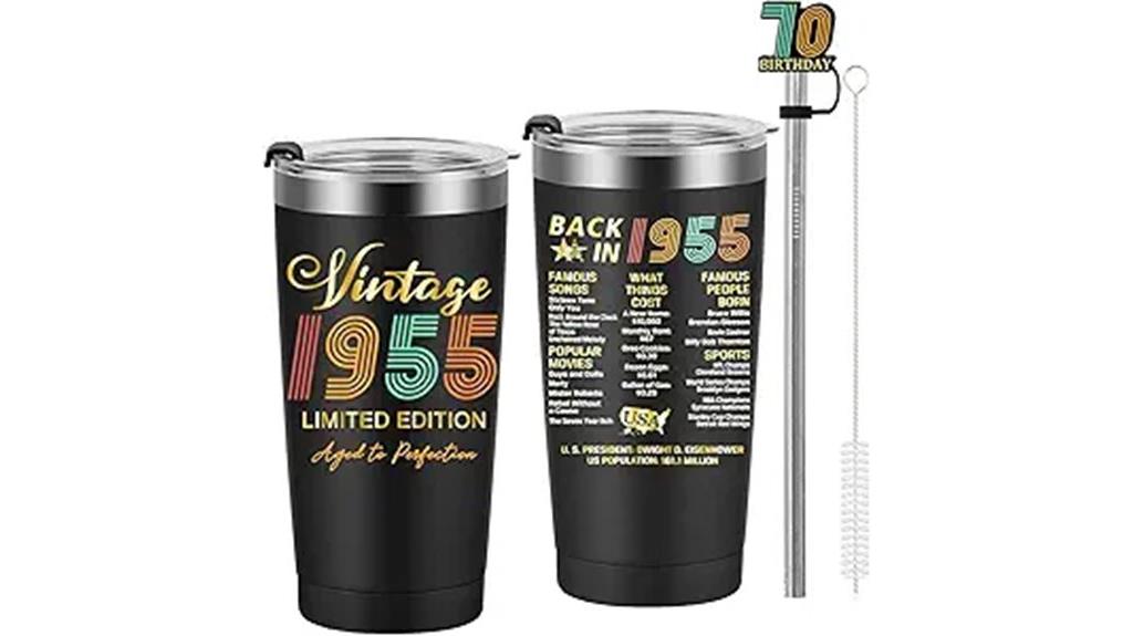 70th birthday tumbler gift