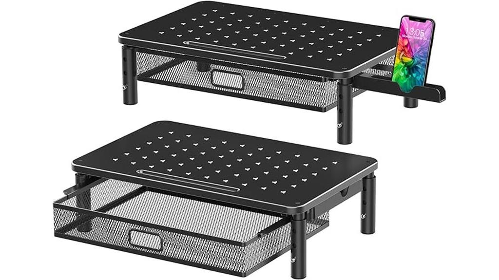 adjustable storage monitor riser