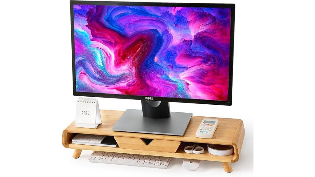 bamboo desk monitor riser