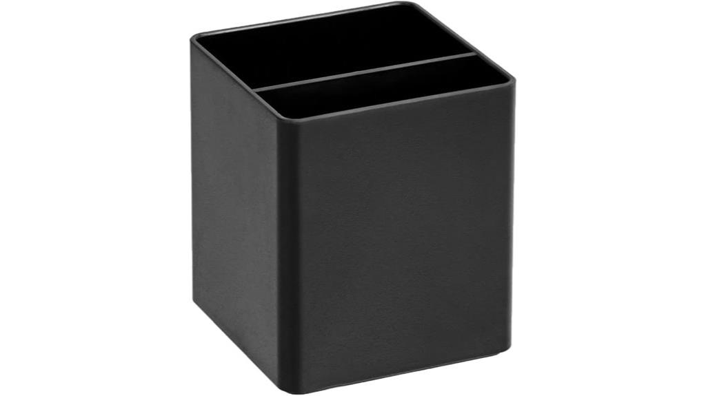 black plastic desk organizer