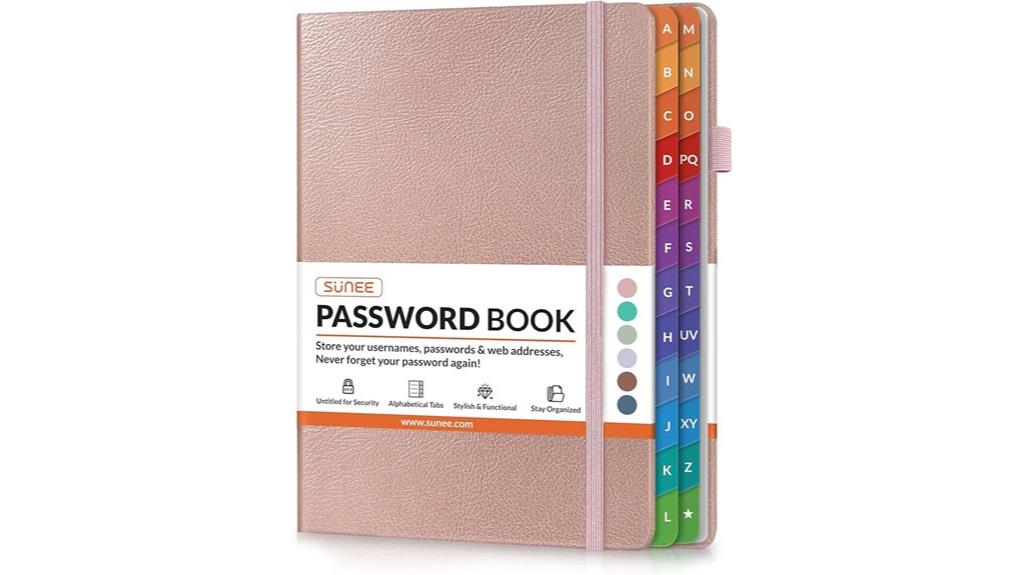 colorful alphabetical tabbed password book