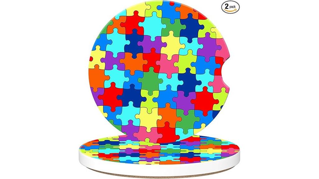 colorful puzzle car coasters