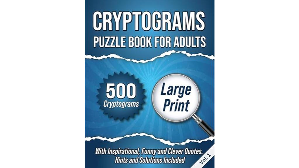 cryptogram puzzle book for adults