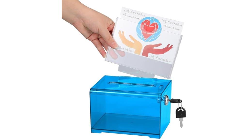 crystal blue locking donation box