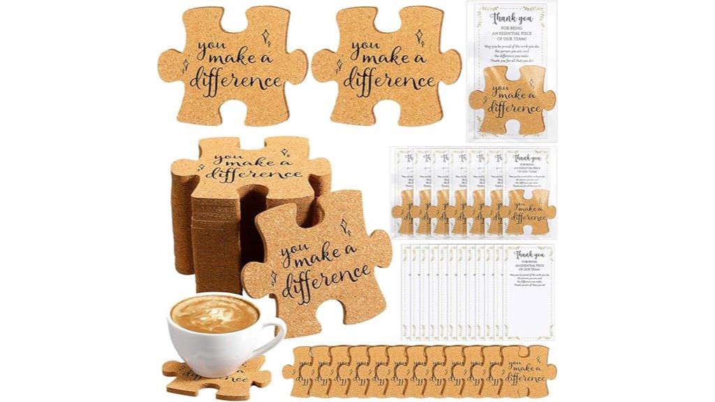 employee appreciation puzzle coaster set