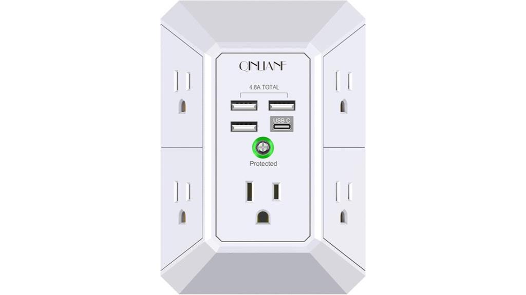 five outlet usb surge protector