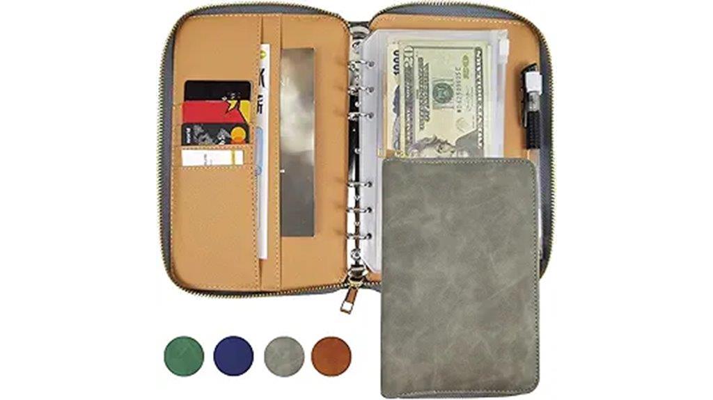 grey leather budget binder