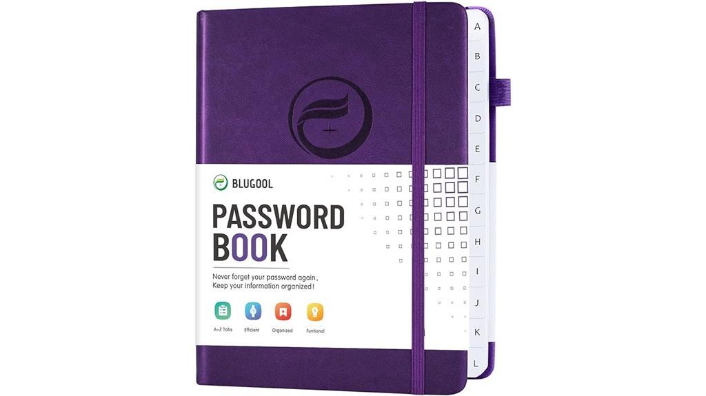 hardcover alphabetical password organizer