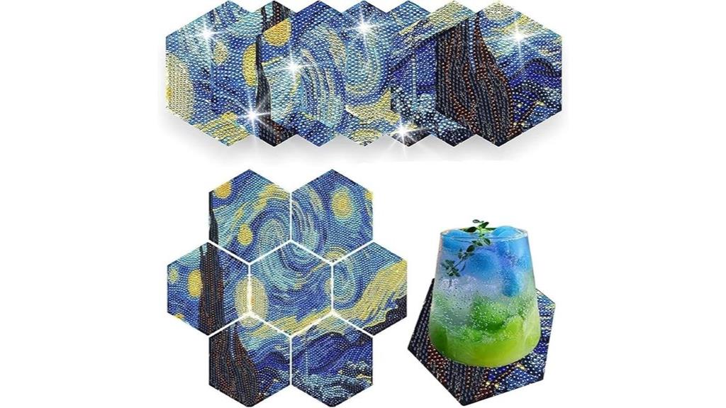 hexagon 5d diamond coasters