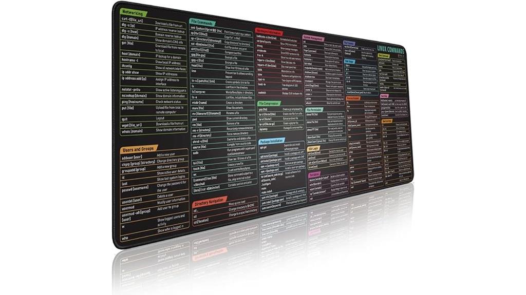 large linux mousepad cheat sheet