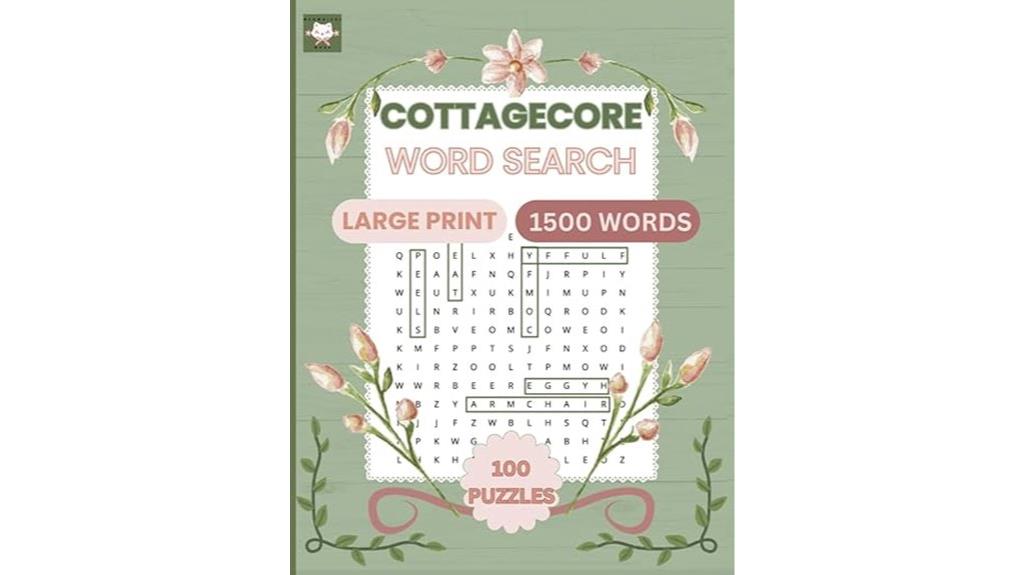 large print cottagecore word search