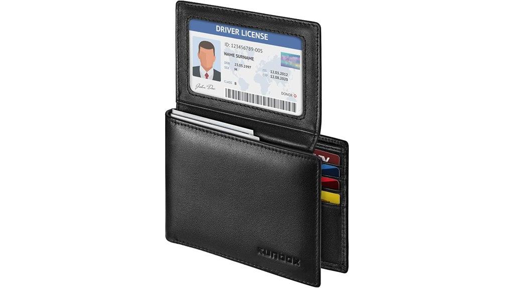 leather rfid wallet with id