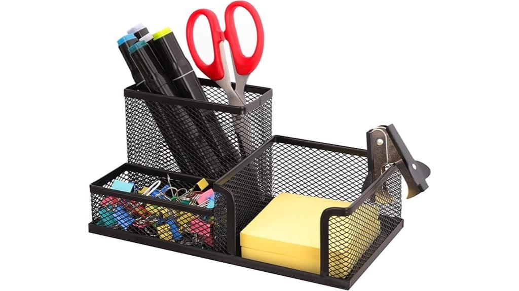 mesh desk organizer with pencil
