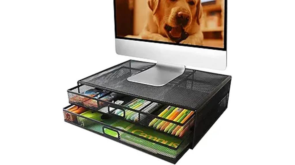 monitor stand with drawers