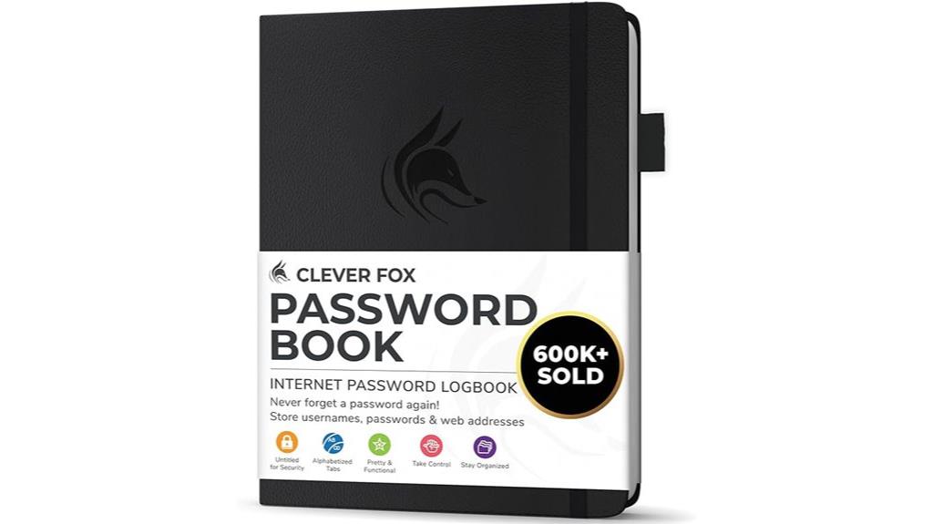 organized password logbook tabs