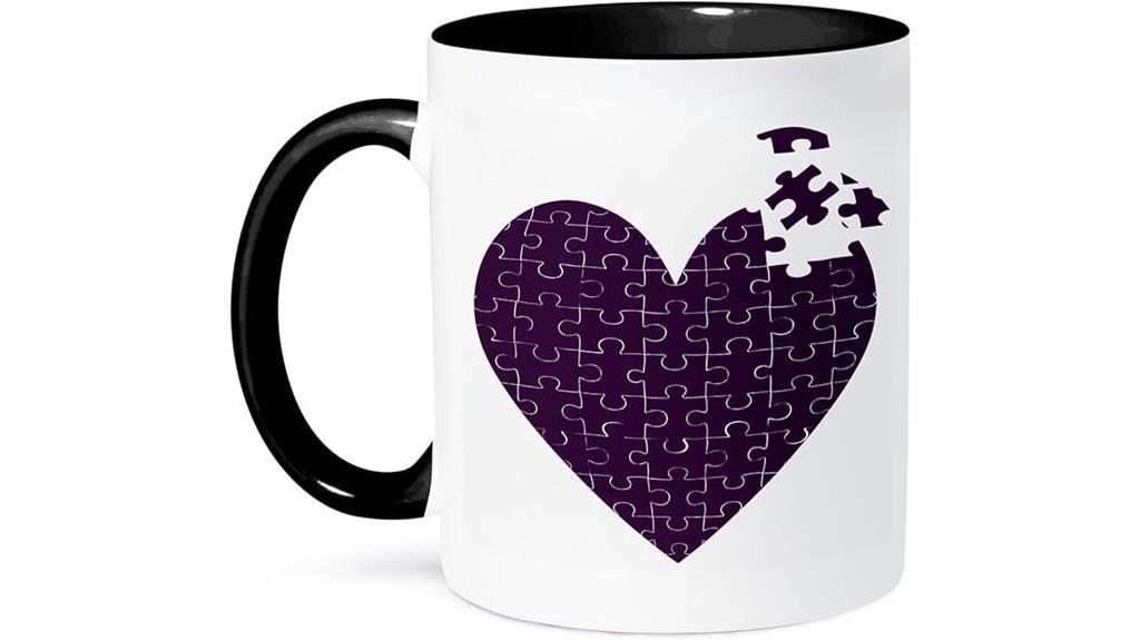 purple heart puzzle mug