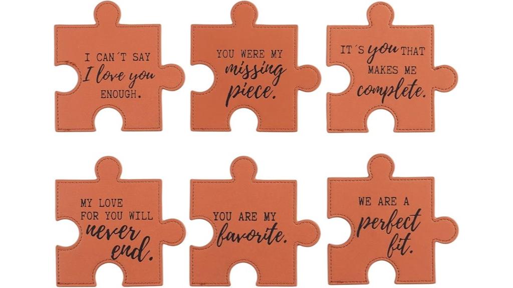 romantic puzzle piece coasters