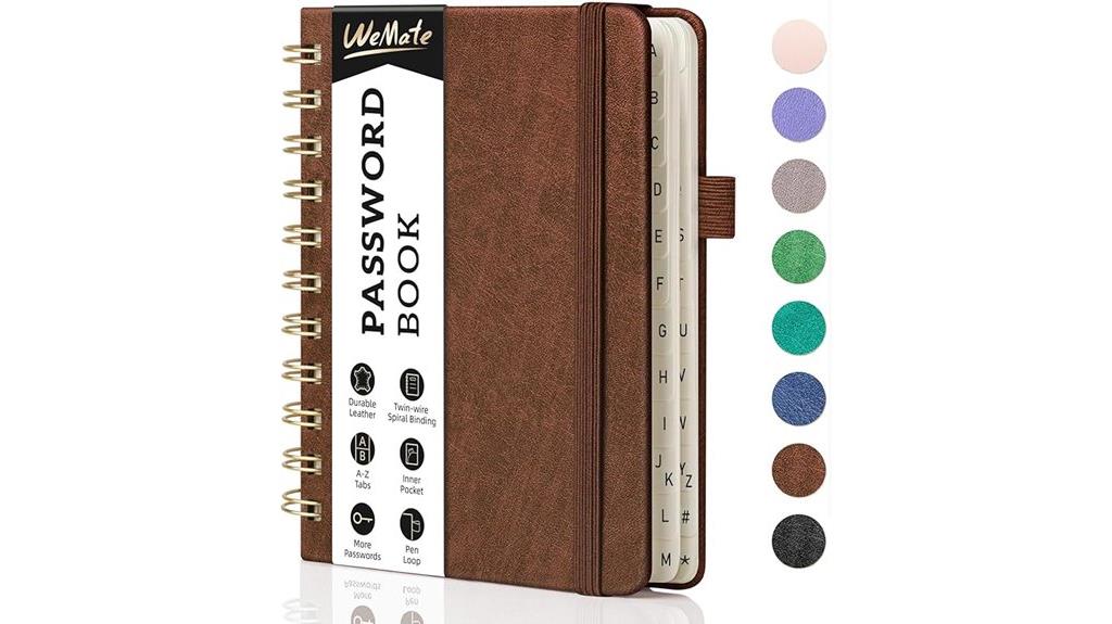 spiral alphabetical password notebook