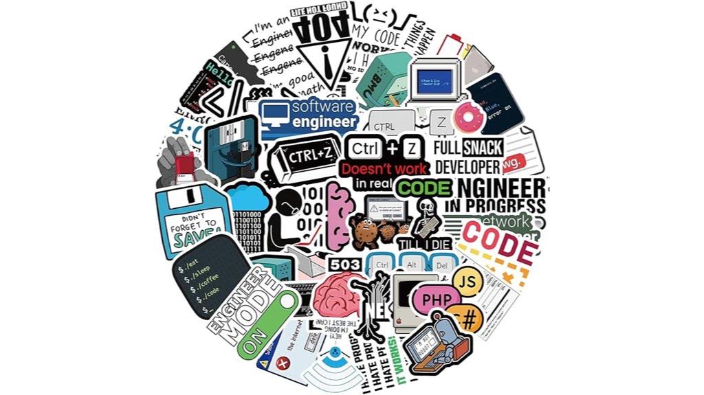 tech themed waterproof sticker pack