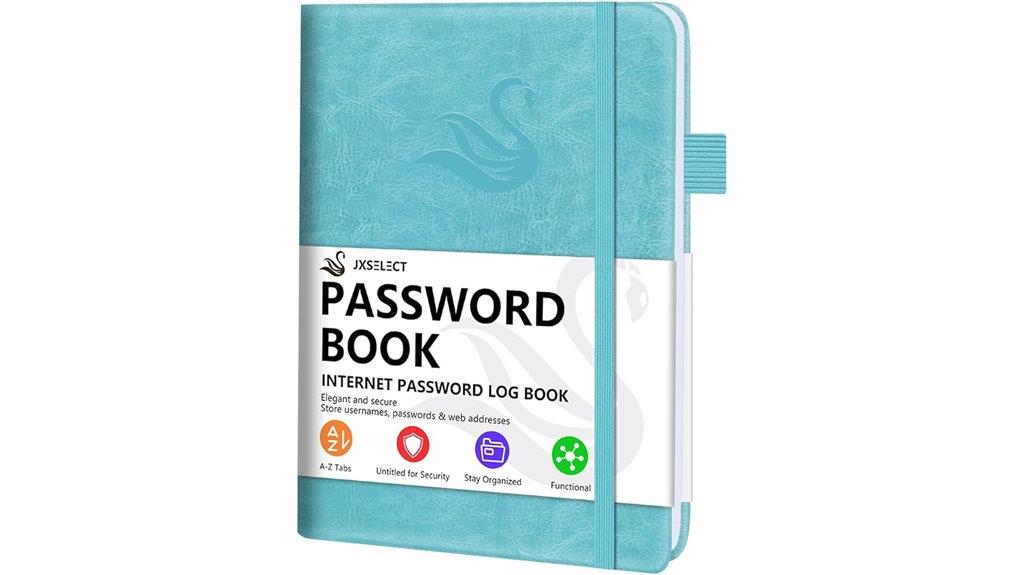 turquoise password organizer notebook