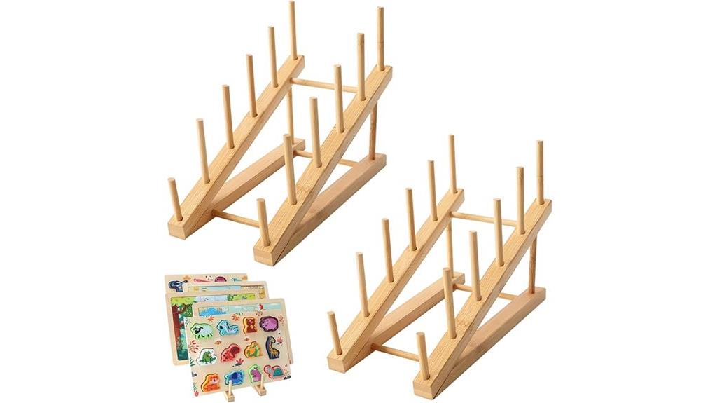 two piece wooden puzzle rack