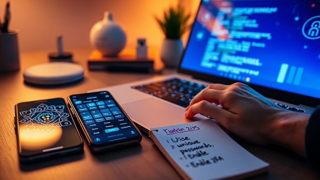 use strong unique passwords