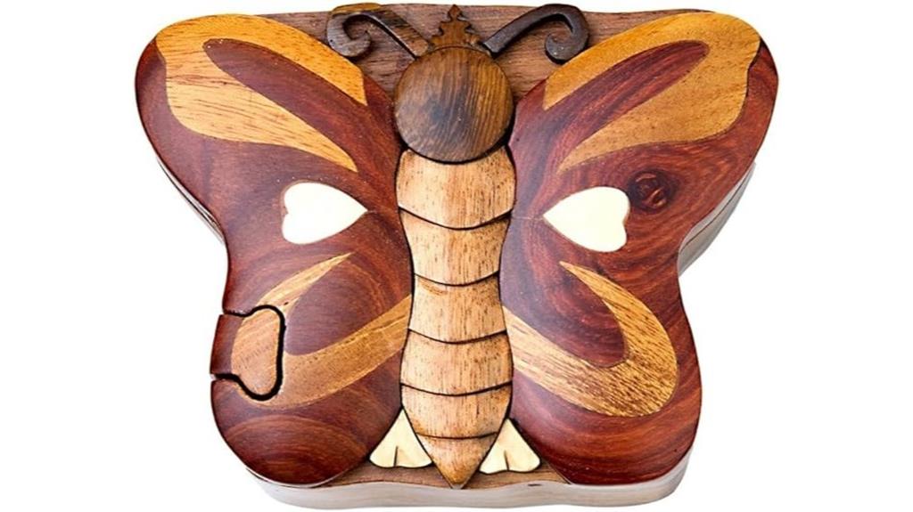wooden butterfly puzzle box