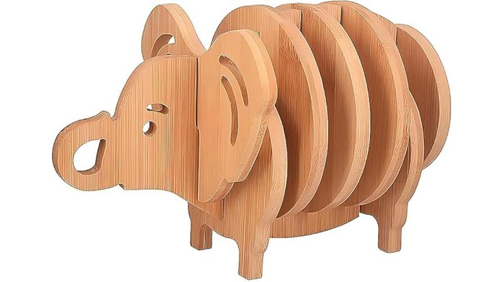 wooden elephant puzzle coasters
