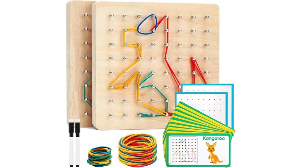 wooden geoboards with rubber bands