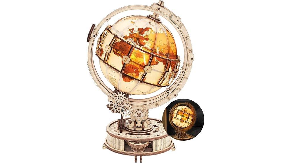 wooden globe puzzle with led