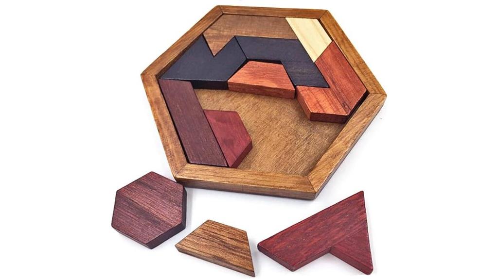 wooden hexagon tangram