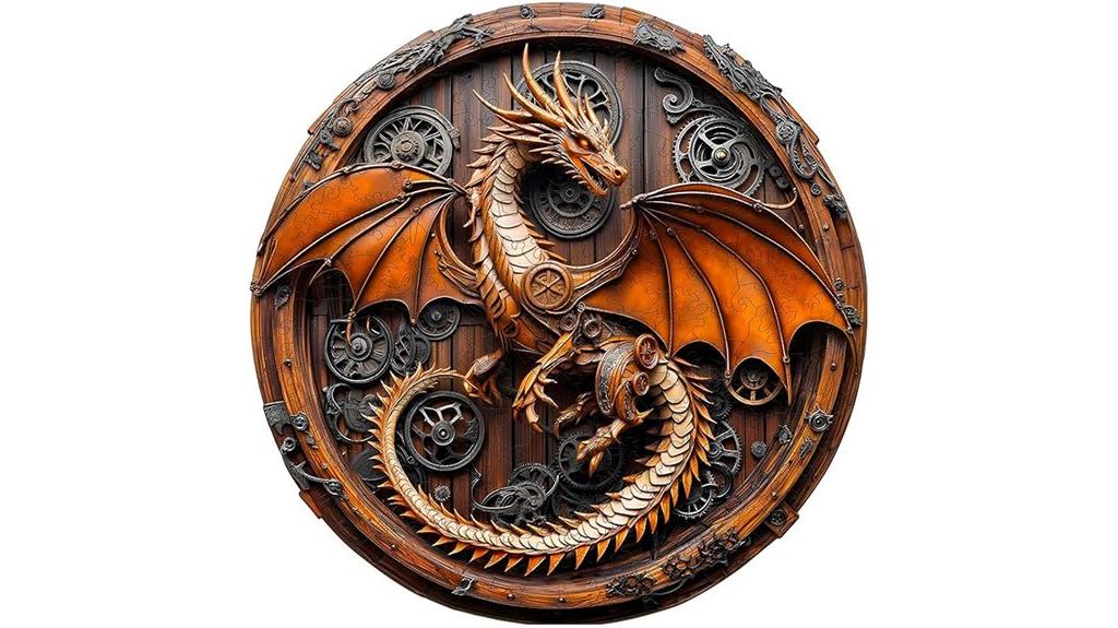 wooden mechanical dragon puzzle