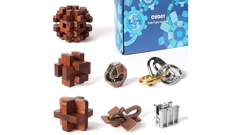 wooden metal puzzle set