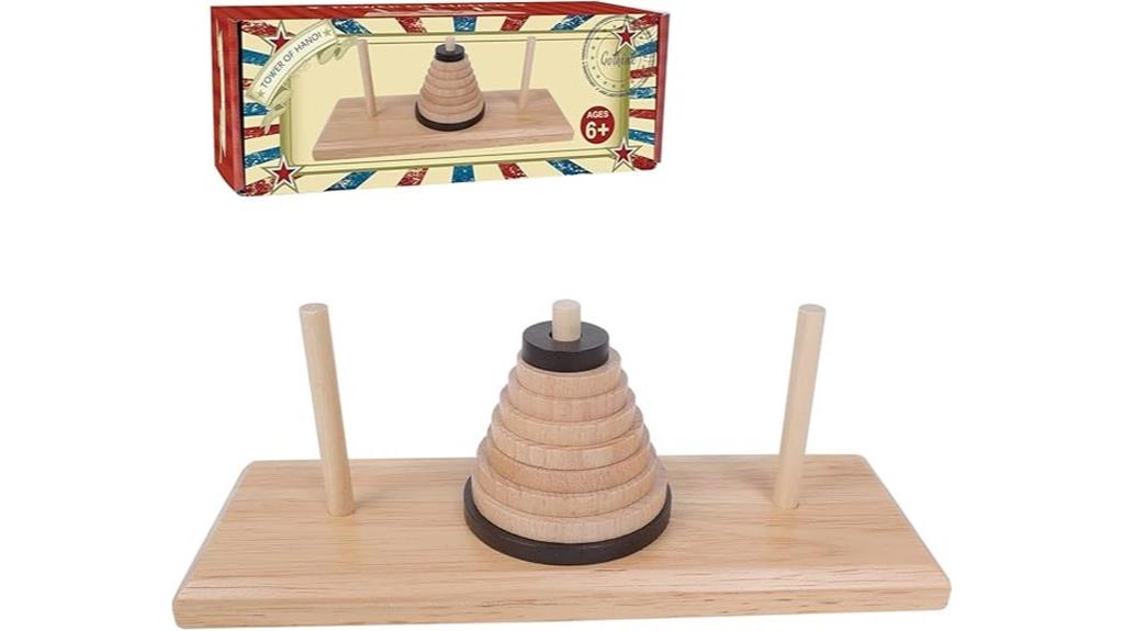 wooden nine story hanoi puzzle