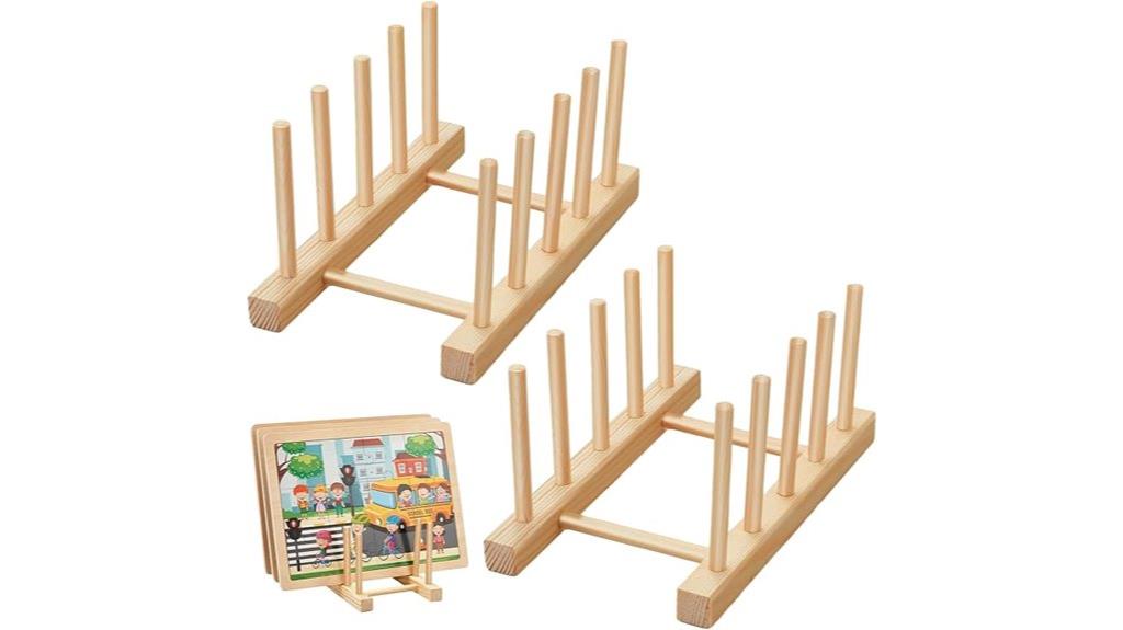 wooden puzzle display stand