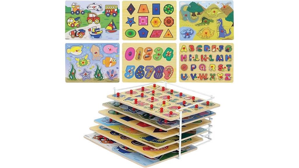 wooden puzzle set with storage