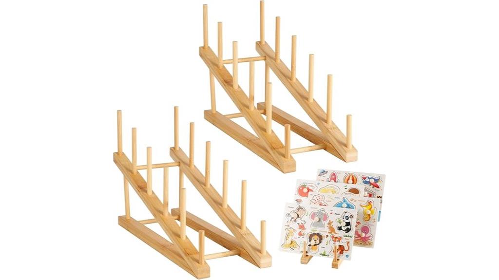 wooden puzzle storage rack