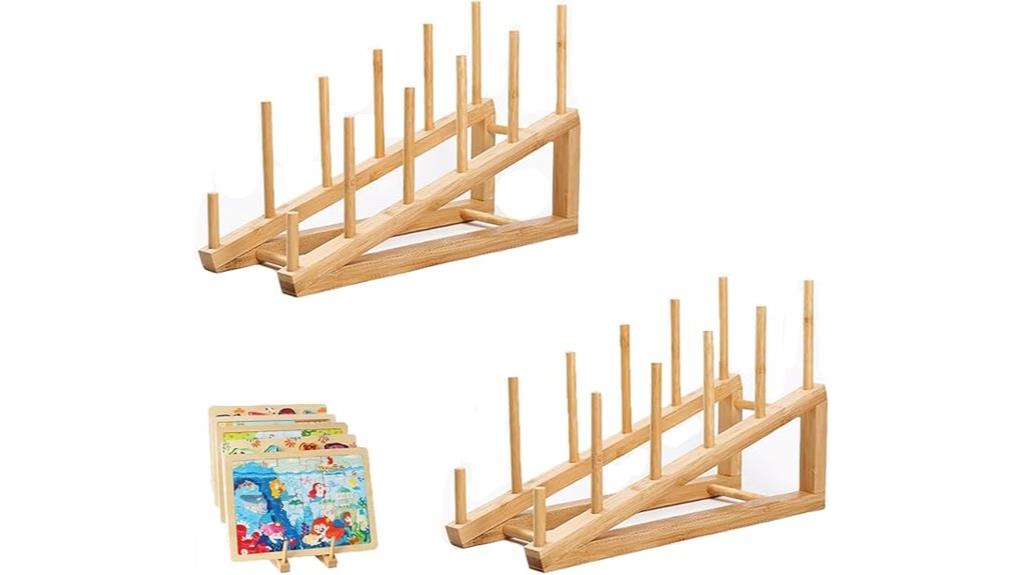 wooden puzzle storage rack