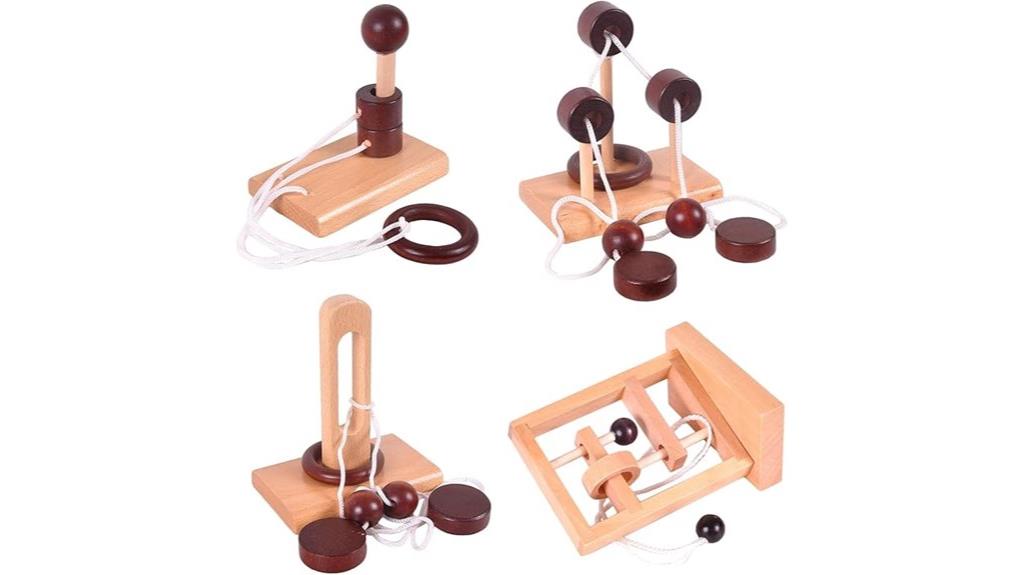 wooden rope puzzle set