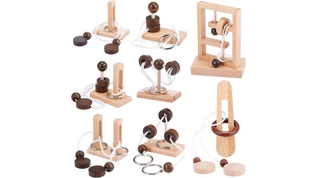 wooden rope puzzle set