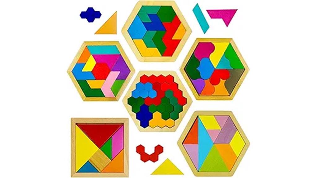 wooden tangram puzzle set