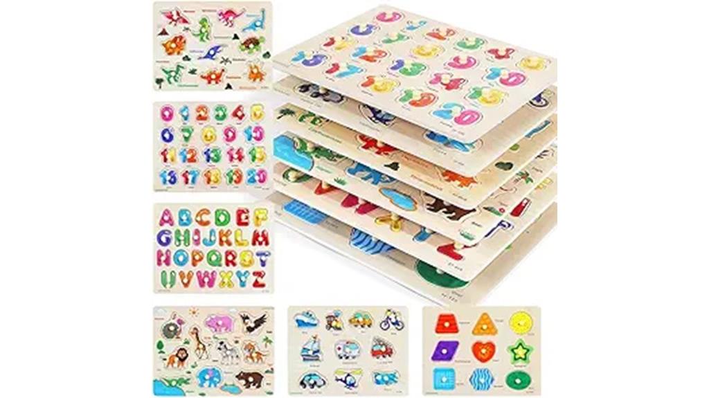 wooden toddler puzzle set