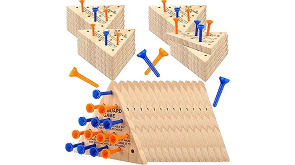 wooden triangle peg game