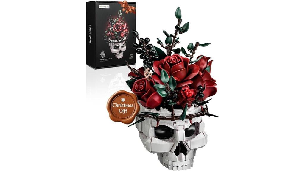 skull roses flower set