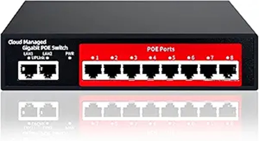 STEAMEMO 10-Port Gigabit PoE Switch with VLAN