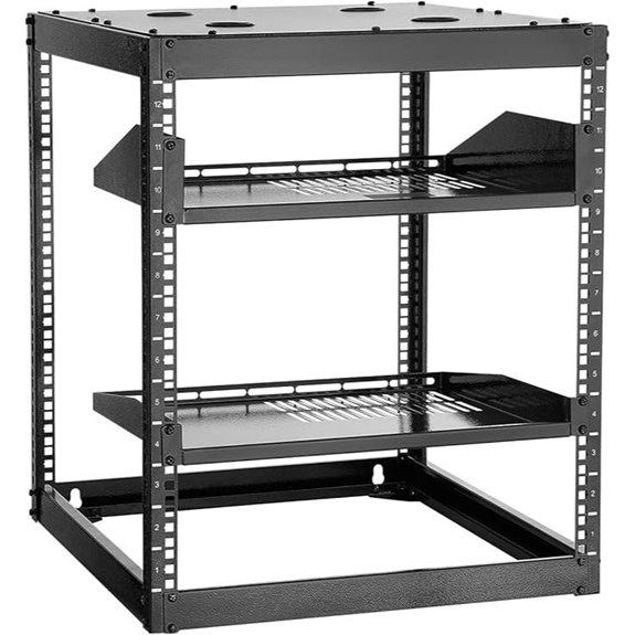 VEVOR 12U Open Frame Server Rack with Shelves