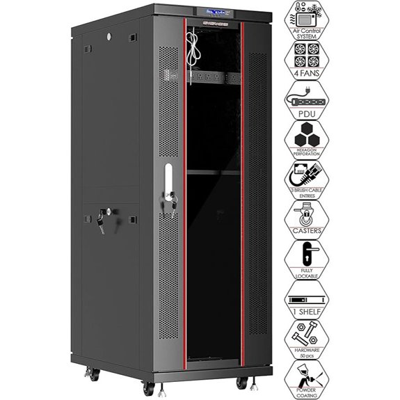 Sysracks 42U Network Server Rack with Locking Wheels