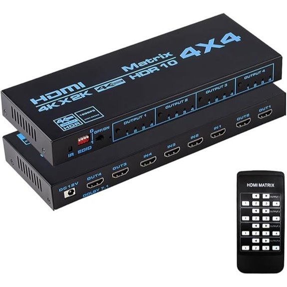 HDMI 4x4 Matrix Switcher 4K HDR with Remote
