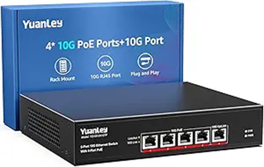 YuanLey 5-Port 10G PoE Switch with Uplink