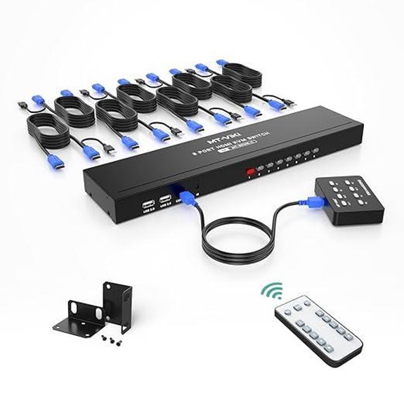 MT-VIKI 8-Port HDMI KVM Switch with Cables and Remote